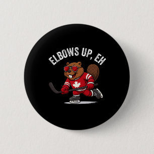 Ellbogen hoch, Eh-Biber-Hockeyspieler, lustig Kana Button