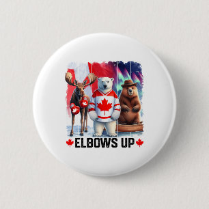 Ellbogen hoch Kanada-Flagge Hockey Lustiger Biber Button