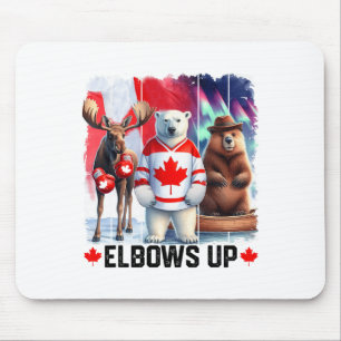 Ellbogen hoch Kanada-Flagge Hockey Lustiger Biber Mousepad