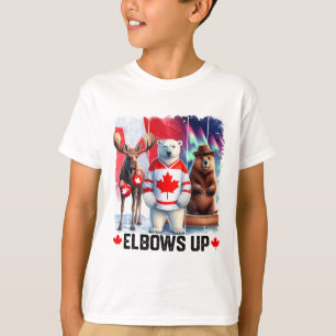 Ellbogen hoch Kanada-Flagge Hockey Lustiger Biber  T-Shirt