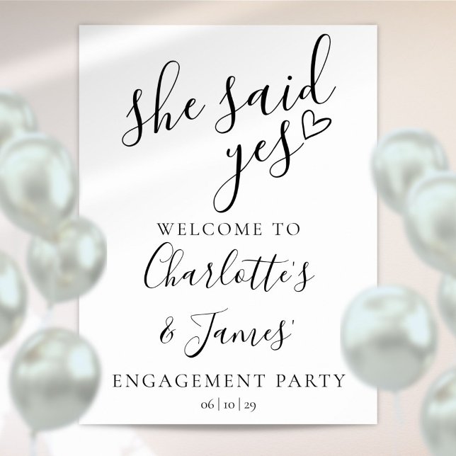 Elle A Dit Oui Affiche de bienvenue Du Parti Engag (She Said Yes Engagement Party Welcome Sign)