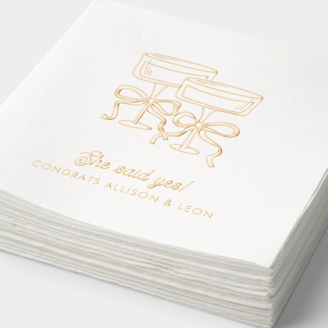 Elle A Dit Oui Cocktails Personnalisés Bow Napkins (Détail)