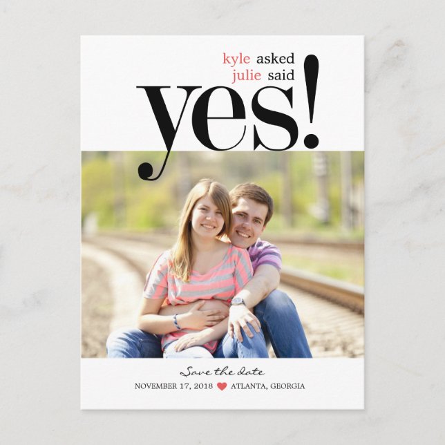 ELLE A DIT OUI Enregistrer La Carte Postale Date (Devant)