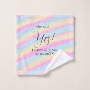 Elle a dit oui fête de fiançailles rose bleu jaune