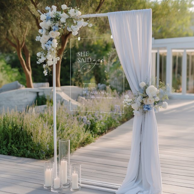 Elle A Dit Oui Fête des mariées Acrylique Affiche  (She Said Yes Bridal Shower Acrylic Welcome Sign)