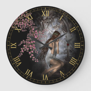 Elle Attend - Angel Vignette Horloge murale