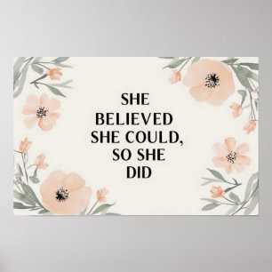 Elle croyait minimaliste affiche fleur sauvage pêc