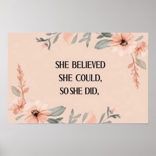 Elle croyait minimaliste affiche fleur sauvage pêc