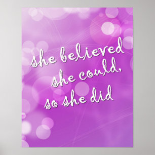 "Elle Croyait..." Poster de motivation pour fille