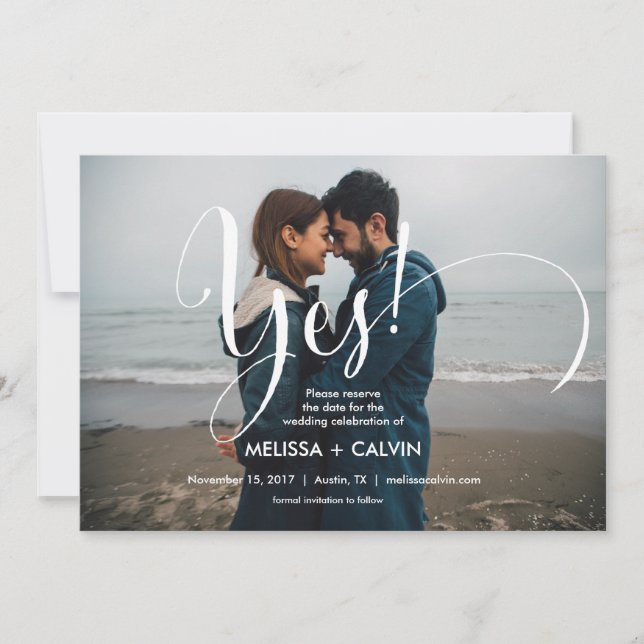 elle dit oui Enregistrer la date carte calligraphi (Devant)