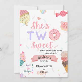 Elle est deux douce invitation d'anniversaire