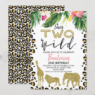 Elle est deux Wild deuxième invitation d'anniversa