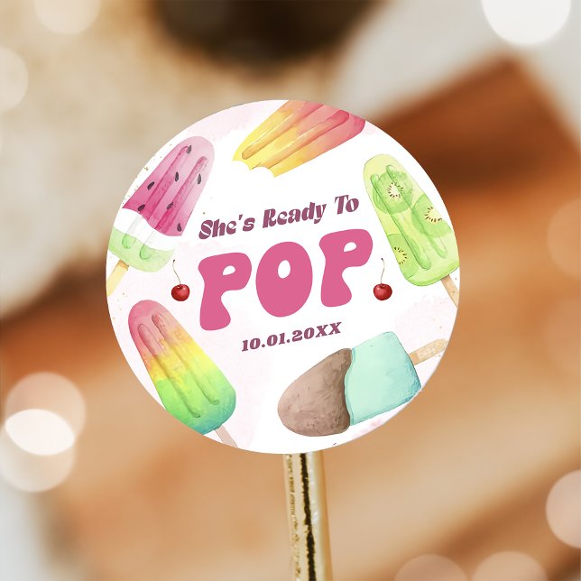 Elle est prête à coller un Sticker Baby shower Pop (Créateur téléchargé)