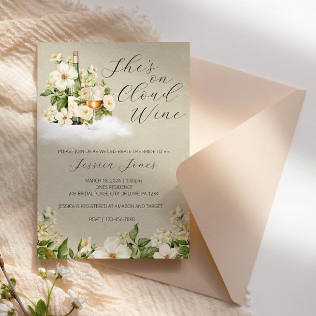 Elle est sur Cloud Wine Bridal Shower Invitation (Créateur téléchargé)