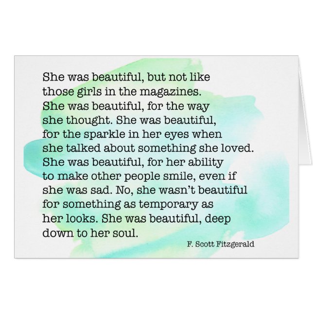 Elle était belle avec une carte texte intérieure p (Devant horizontal)