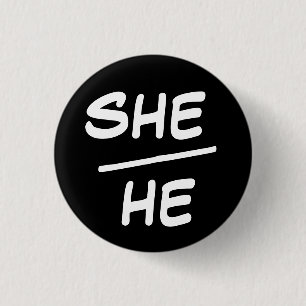 Elle/Il Pronoun Badge noir et blanc