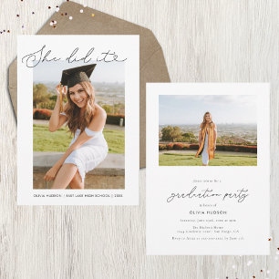 Elle L'A Fait Typographie Coeur Diplôme Invitation