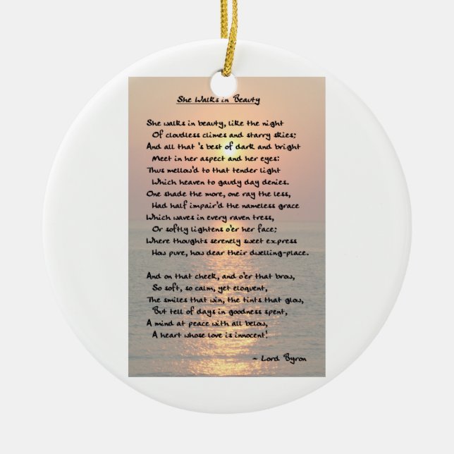 "Elle Marche Dans La Beauté" Ornement Byron (Devant)
