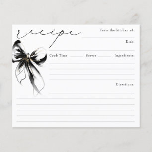 Elle Noue le Nœud Carte de Recette de Mariée Noir