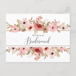 ELLE Pink Blume Elegante Bridesmaid Card Postkarte