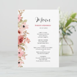 ELLE Pink Blume Elegante Hochzeit Menükarte
