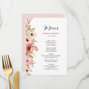 ELLE Pink Blume Elegante Hochzeit Menükarte