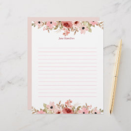 ELLE Rosa Blume Elegant Lined Briefbogen