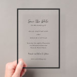 Elle Simple Modern Wedding rettet das Datum Acryleinladungen<br><div class="desc">Moderne Hochzeiten sichern das Datum mit einem einfachen Design mit Ihren Veranstaltungsdetails,  umgeben von einem dünnen Rand.</div>