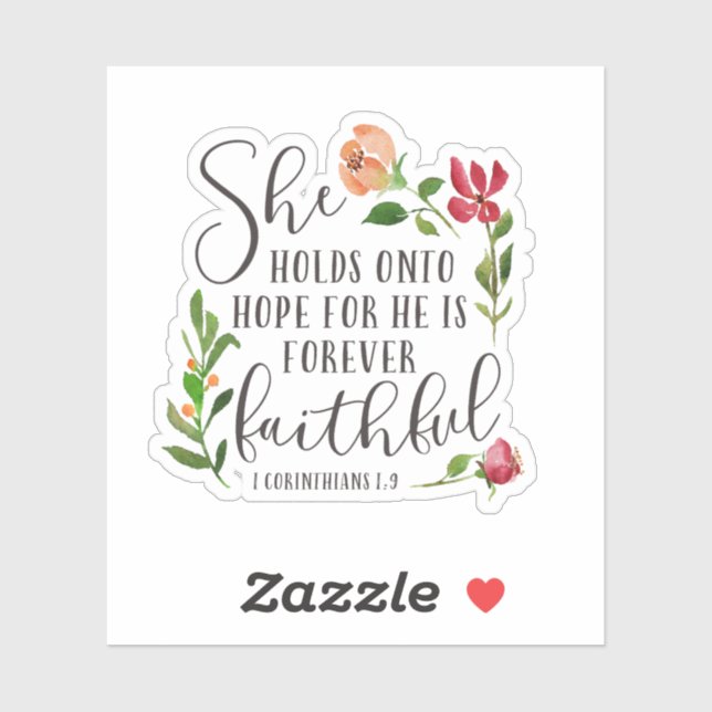 Elle tient bon vers l'espoir Bible Verse Sticker F (Feuille)