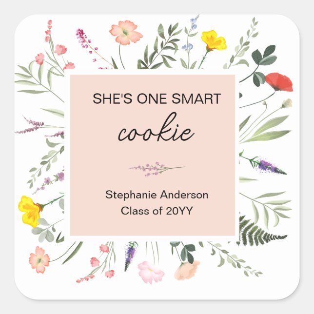 Elle Un Smart Cookie Fleur sauvage Sticker Graduat (Devant)