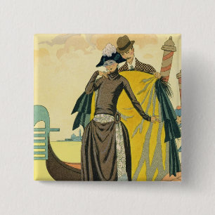 Elle und Lui, 1921 (pochoir Druck) Button
