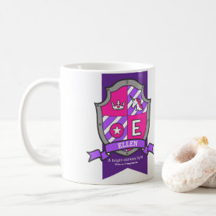 Ellen Brief E Wappen rosa Einhornname Kaffeetasse