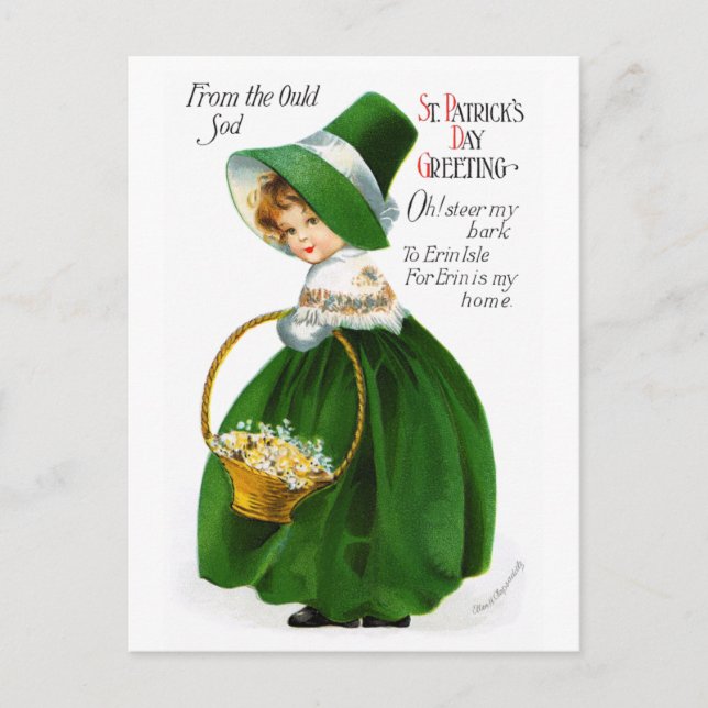 Ellen Clapsaddle's St. Patrick's Day Girl Postkarte (Vorderseite)