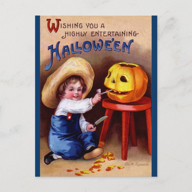 Ellen H. Clapsaddle: Junge mit Jack O'Lantern Postkarte (Vorderseite)