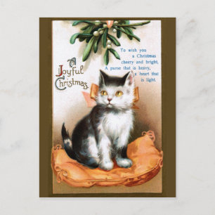 Ellen H. Clapsaddle: Katze unter Mistelzweig Postkarte