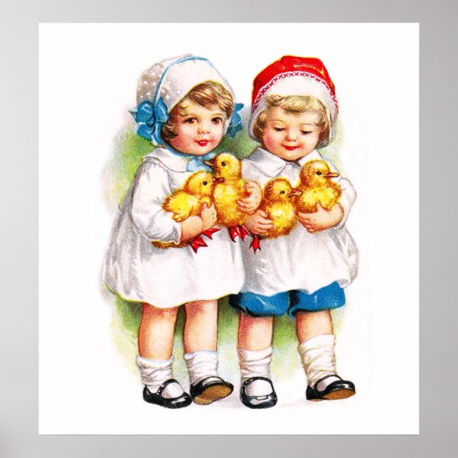 Ellen H. Clapsaddle: Kinder mit Ducklings Poster (Vorne)