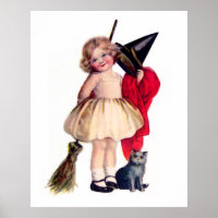 Ellen H. Clapsaddle: Kleine Hexe mit Katze