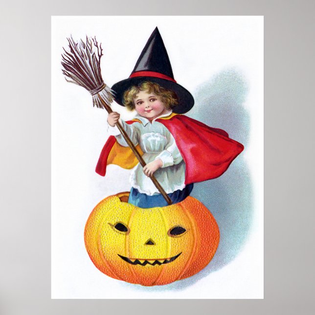 Ellen H. Clapsaddle: Little Pumpkin Hexe Poster (Vorne)