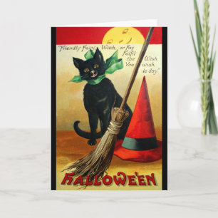Ellen H. Clapsaddle: Schwarze Katze, Besen und Hut Karte