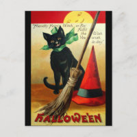 Ellen H. Clapsaddle: Schwarze Katze, Besen und Hut