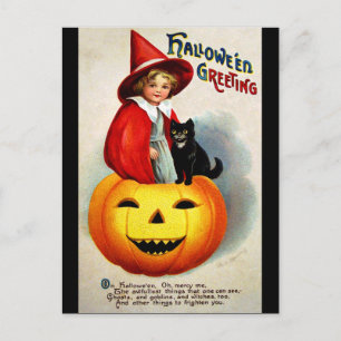 Ellen H. Sattel: Hexe in Jack O'Lantern Postkarte
