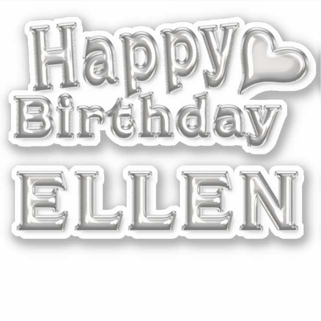 Ellen Happy Birthday silver Aufkleber Sticker (Vorderseite)