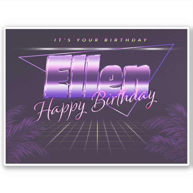 Ellen Name Prénom lila retro Sticker (Devant)