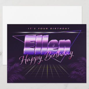 Ellen nom prénom violet carte rétro anniversaire