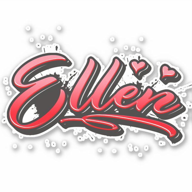 Ellen red Heart Graffiti Aufkleber Sticker (Vorderseite)