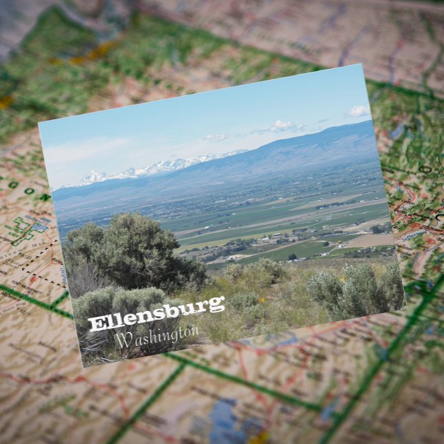 Ellensburg, Washington Travel Foto Postkarte (In Situ Map)