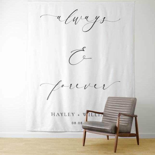 Ellesmere Always & Forever Wedding Quote Hintergru Wandteppich (Beispiel)