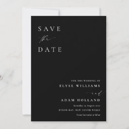 Ellesmere Black Minimalistisch Wedding Save the Da Einladung