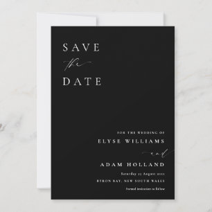 Ellesmere Black Minimalistisch Wedding Save the Da Einladung