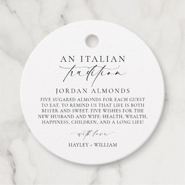 Ellesmere Eine italienische Tradition Sugared Mand Geschenkanhänger (Vorderseite)